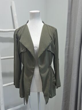 Olive Green Women's Lightweight Draped Jacket
